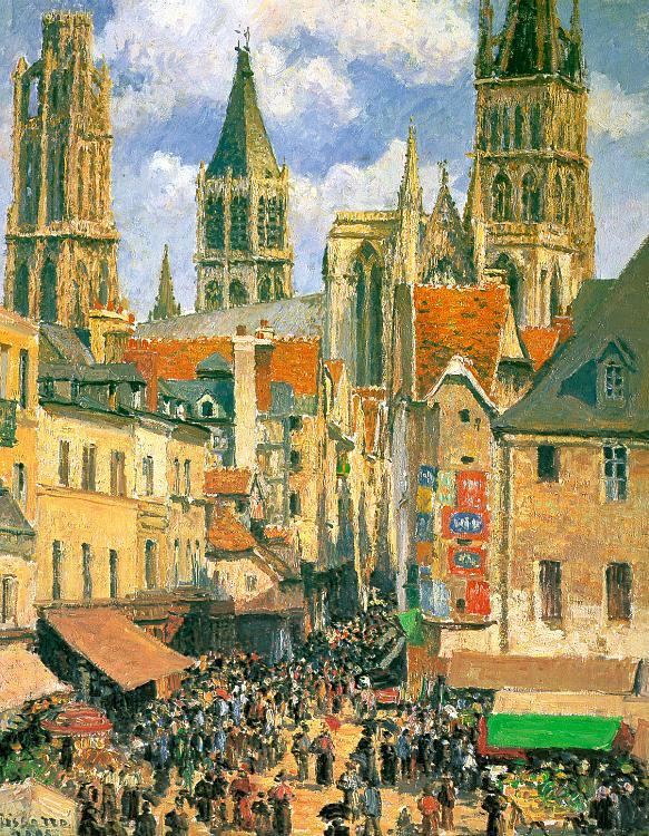 Camille Pissaro The Old Market Town at Rouen France oil painting art
